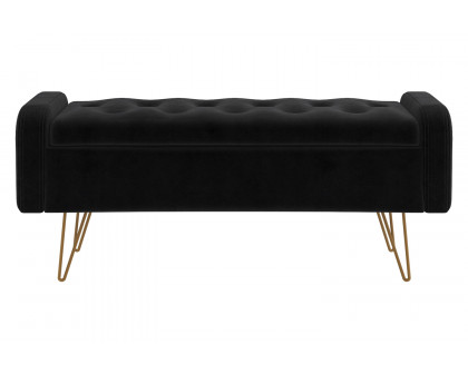 Worldwide™ Sabel Rectangular Storage Ottoman - Black/Aged Gold