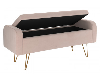 Worldwide Sabel Rectangular Storage Ottoman - Blush Pink/Aged Gold