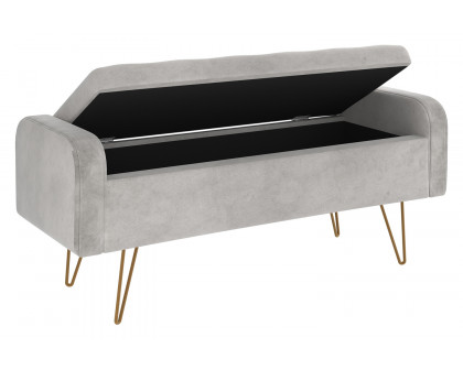 Worldwide Sabel Rectangular Storage Ottoman - Gray/Aged Gold