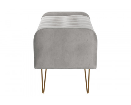 Worldwide Sabel Rectangular Storage Ottoman - Gray/Aged Gold