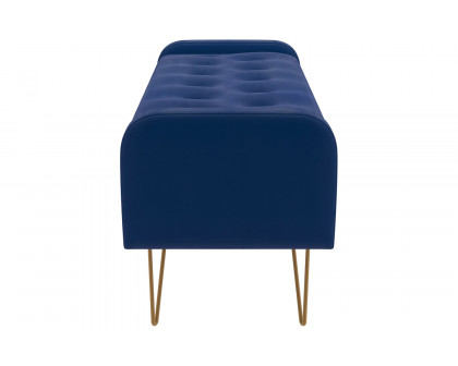 Worldwide Sabel Rectangular Storage Ottoman - Blue/Aged Gold