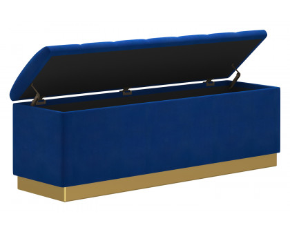 Worldwide - Esna Rectangular Storage Ottoman in Blue/Gold