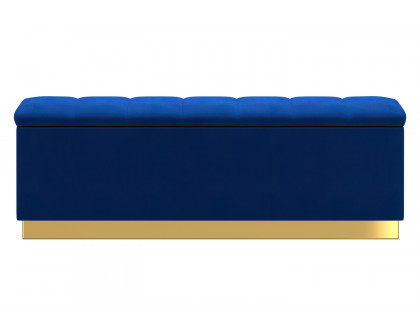 Worldwide - Esna Rectangular Storage Ottoman in Blue/Gold