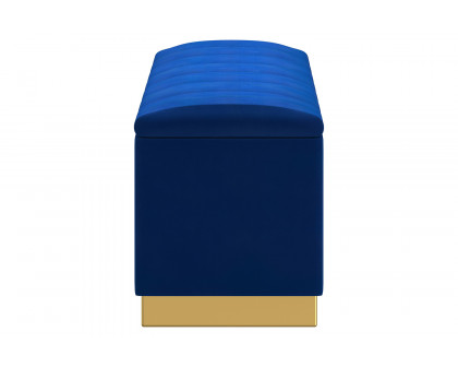 Worldwide - Esna Rectangular Storage Ottoman in Blue/Gold