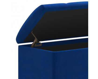 Worldwide - Esna Rectangular Storage Ottoman in Blue/Gold