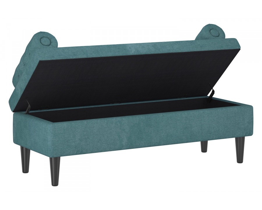 Worldwide Adith Rectangular Storage Ottoman - Aqua/Black