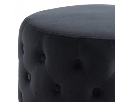 Worldwide Delilah Round Ottoman - Black/Gold