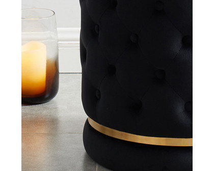 Worldwide Delilah Round Ottoman - Black/Gold