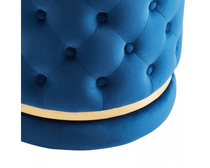 Worldwide Delilah Round Ottoman - Blue/Gold