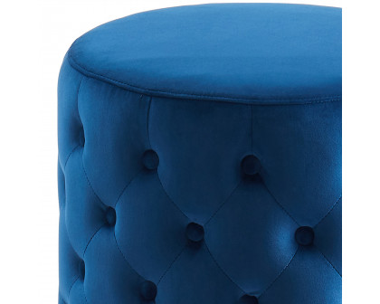 Worldwide Delilah Round Ottoman - Blue/Gold