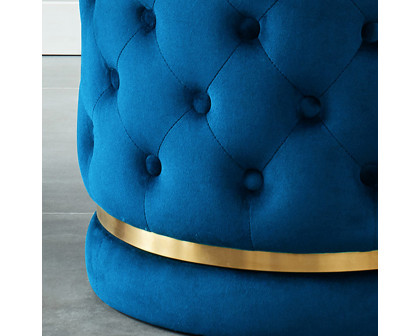 Worldwide Delilah Round Ottoman - Blue/Gold