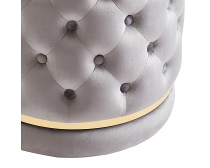 Worldwide Delilah Round Ottoman - Gray/Gold