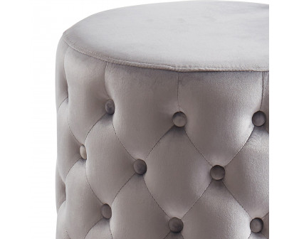 Worldwide Delilah Round Ottoman - Gray/Gold