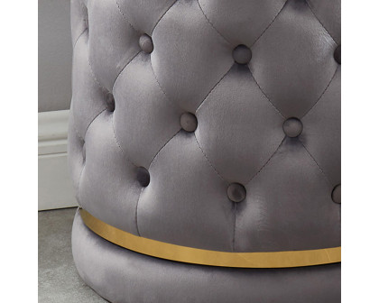 Worldwide Delilah Round Ottoman - Gray/Gold