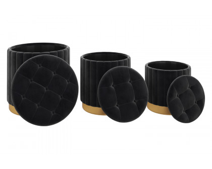 Worldwide - Tobi Round Storage Ottoman Set of 3