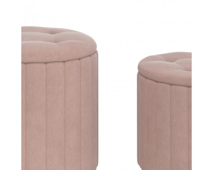 Worldwide Tobi Round Storage Ottoman Set of 3 - Blush Pink/Gold