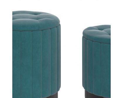 Worldwide Tobi Round Storage Ottoman Set of 3 - Teal/Black