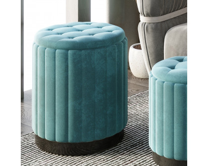 Worldwide Tobi Round Storage Ottoman Set of 3 - Teal/Black