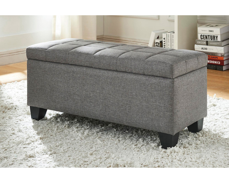 Worldwide - Lila Rectangular Storage Ottoman in Gray