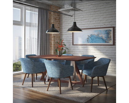 Worldwide Minto Accent/Dining Chair - Blue Blend/Walnut