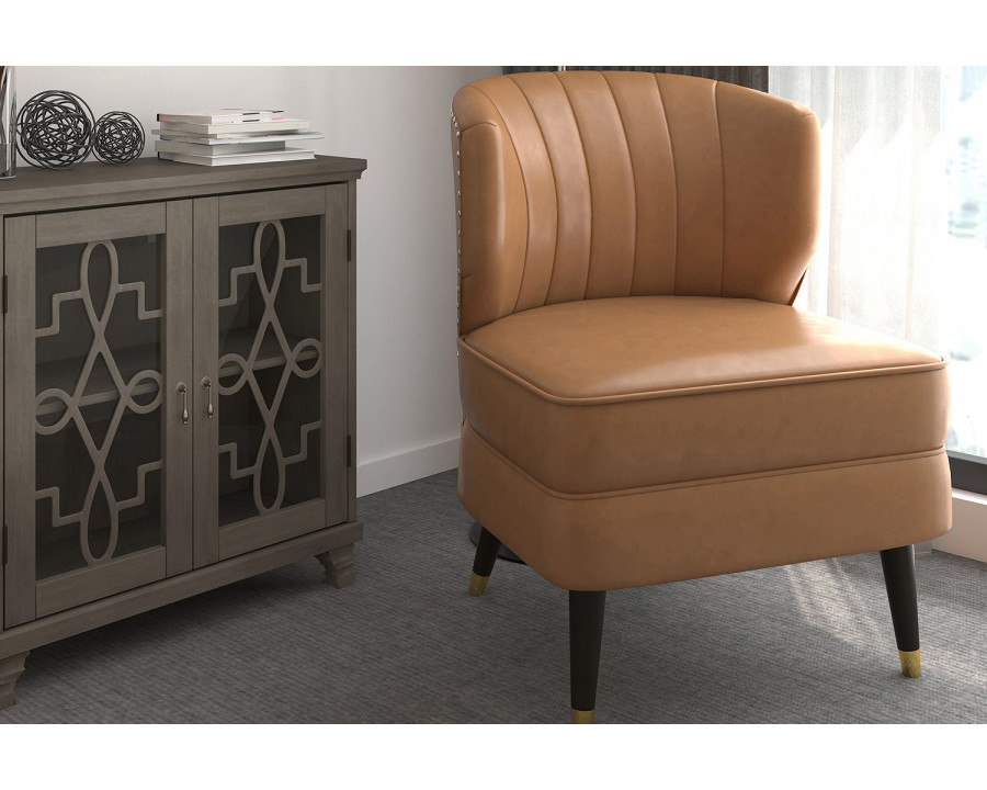 Worldwide Kyrie Accent Chair - Saddle/Espresso