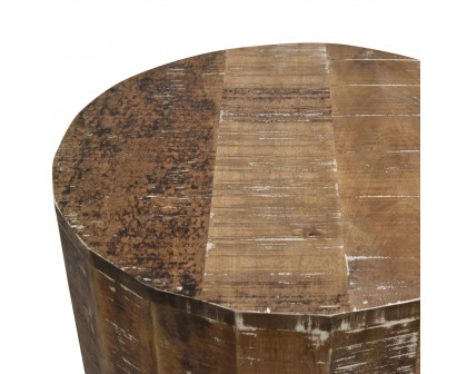 Worldwide Eva Round Accent Table - Distressed Natural