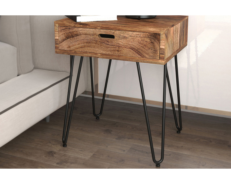 Worldwide - Jaydo Accent Table in Natural Burnt/Black