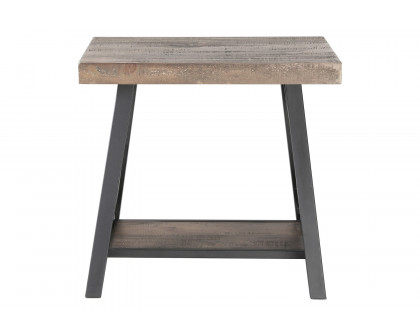 Worldwide - Langport Accent Table in Rustic Oak/Black