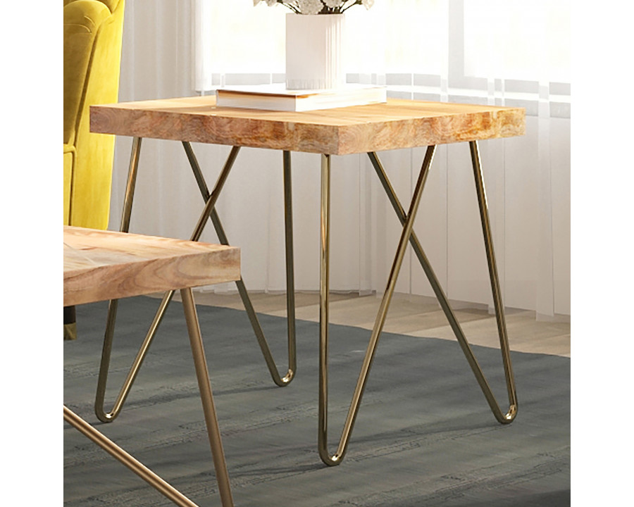 Worldwide - Madox Accent Table in Natural/Aged Gold