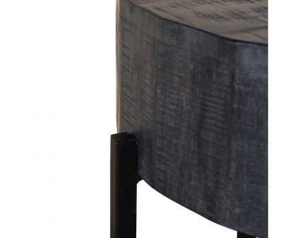 Worldwide Blox Round Accent Table - Gray/Black