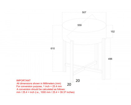 Worldwide Blox Round Accent Table - Gray/Black