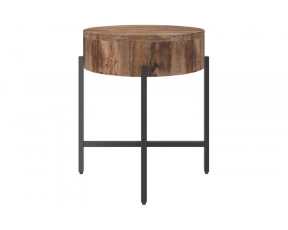 Worldwide Blox Round Accent Table - Natural/Black