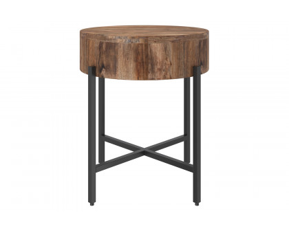 Worldwide Blox Round Accent Table - Natural/Black