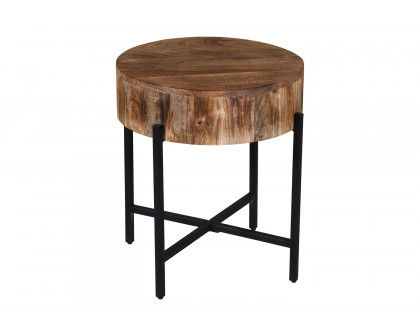 Worldwide Blox Round Accent Table - Natural/Black