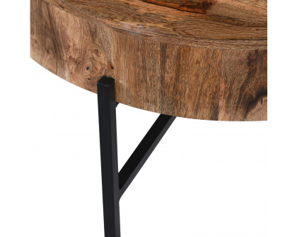 Worldwide Blox Round Accent Table - Natural/Black