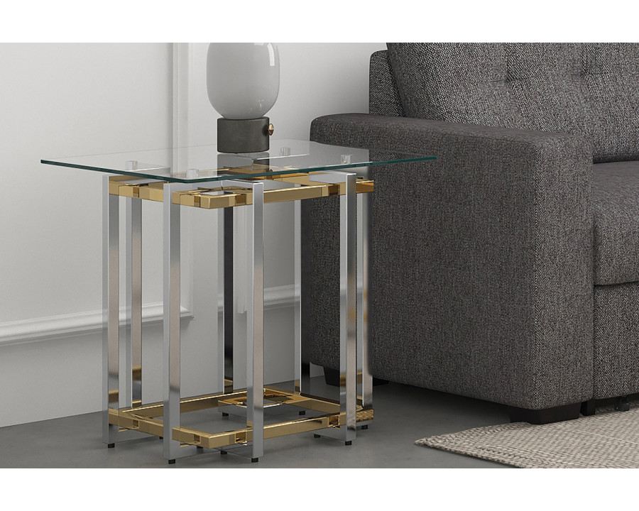 Worldwide - Florina Accent Table in Silver/Gold