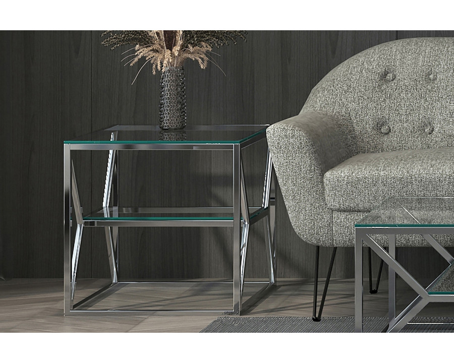 Worldwide - Dragor Accent Table in Silver