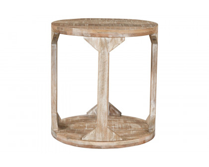 Worldwide Avni Round Accent Table - Distressed Natural