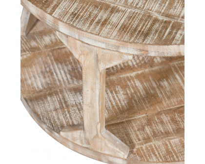 Worldwide Avni Round Accent Table - Distressed Natural