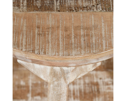 Worldwide Avni Round Accent Table - Distressed Natural