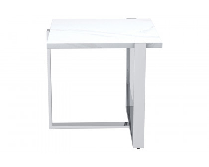 Worldwide™ Veno Accent Table - White/Silver