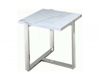 Worldwide™ Veno Accent Table - White/Silver