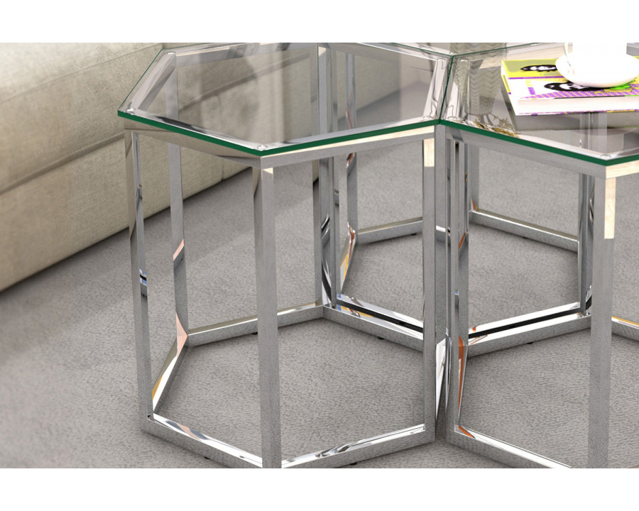 Worldwide Fleur Accent Table - Silver