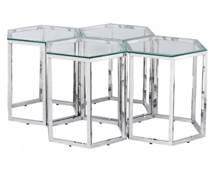 Worldwide Fleur Accent Table - Silver