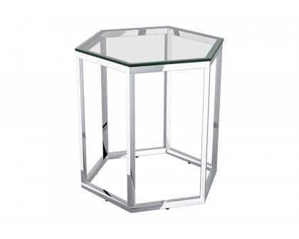 Worldwide Fleur Accent Table Set of 3 - Silver