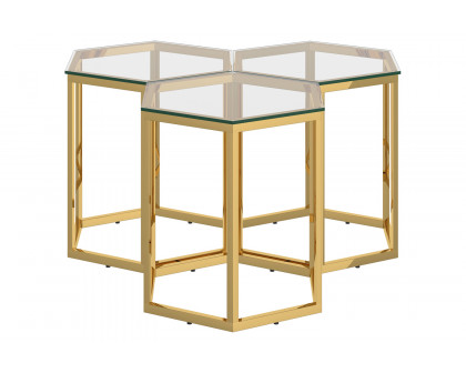 Worldwide Fleur Accent Table Set of 3 - Gold