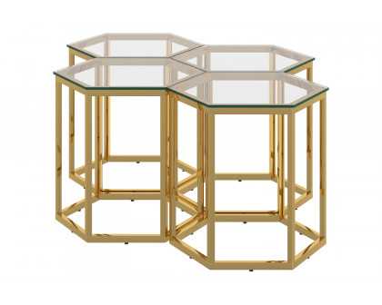 Worldwide Fleur Accent Table Set of 4 - Gold