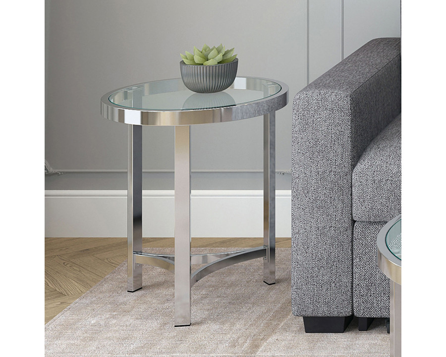 Worldwide - Strata Round Accent Table in Chrome