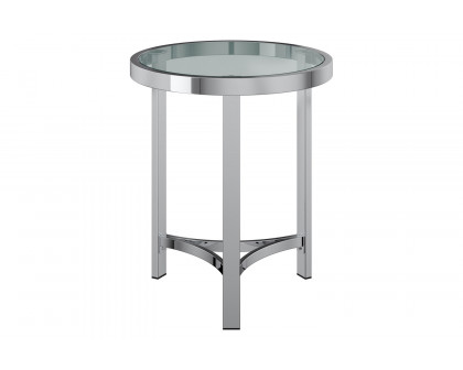 Worldwide - Strata Round Accent Table in Chrome