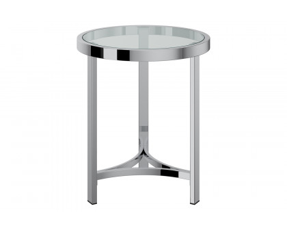 Worldwide - Strata Round Accent Table in Chrome